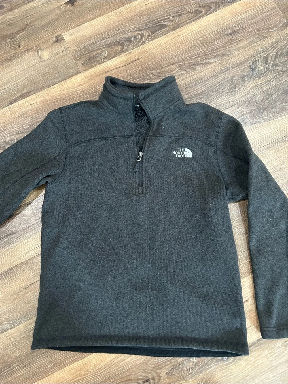 The North Face Mens Quarter Zip Fleece Pullover size large dark gray/black